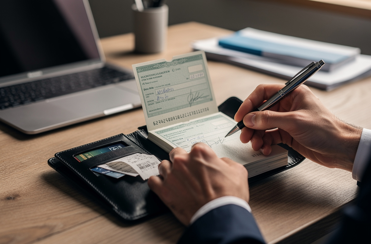  Doté de dimensions réduites (environ 21 x 8,5 cm), le chéquier portefeuille se distingue par sa portabilité, permettant un transport discret et sécurisé. Sa compacité lui permet de trouver aisément sa place dans un porte-chéquier en cuir ou dans un compartiment de sac à main, tout en garantissant une traçabilité optimale de chaque transaction effectuée. 